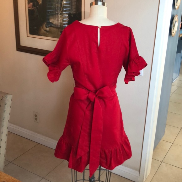 Socialite Red Dress w. ruffles & back Tie Sz XS - Picture 5 of 8
